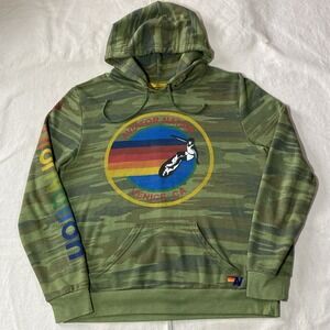 Aviator Nation Hoodie Womens XL Green Camo Aspen CO Skier Pullover Made USA